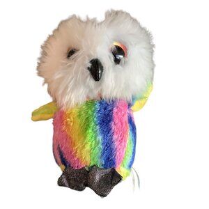 Lumo Stars STRIPE Plush Rainbow Owl Stuffed Animal Soft Toy 7" Northern Brights